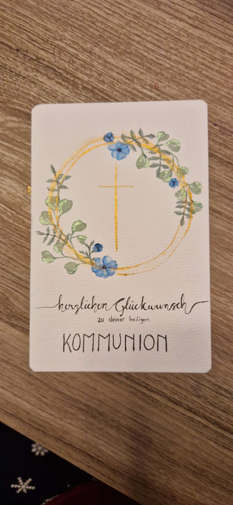 Grußkarte Kommunion gold